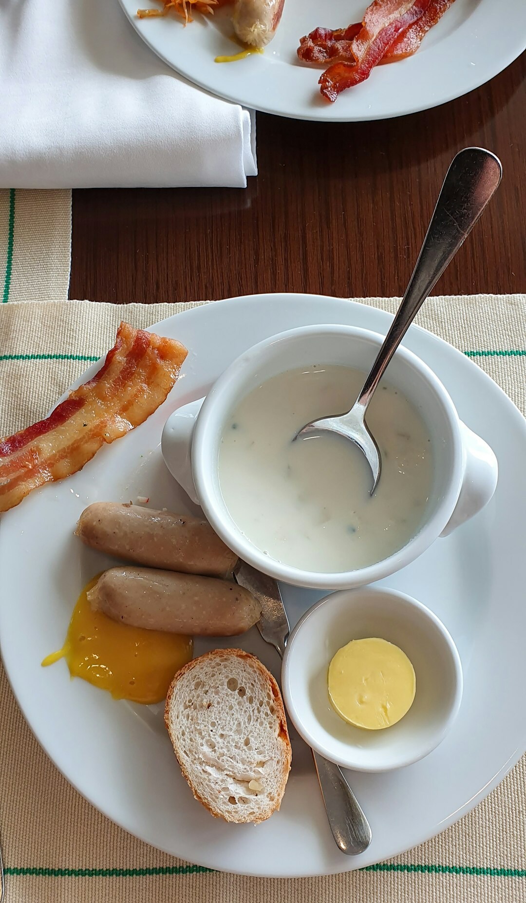 Czech svickova with creamy sauce and bread dumplings on a plate