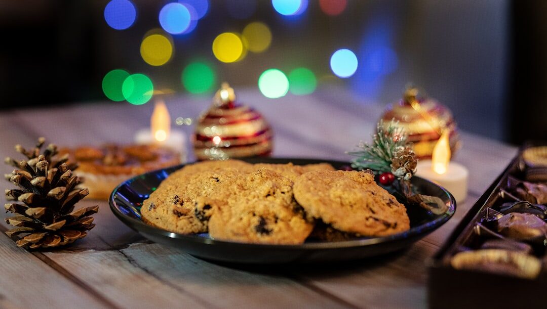 Assorted Czech Christmas cookies on a decorative plate
